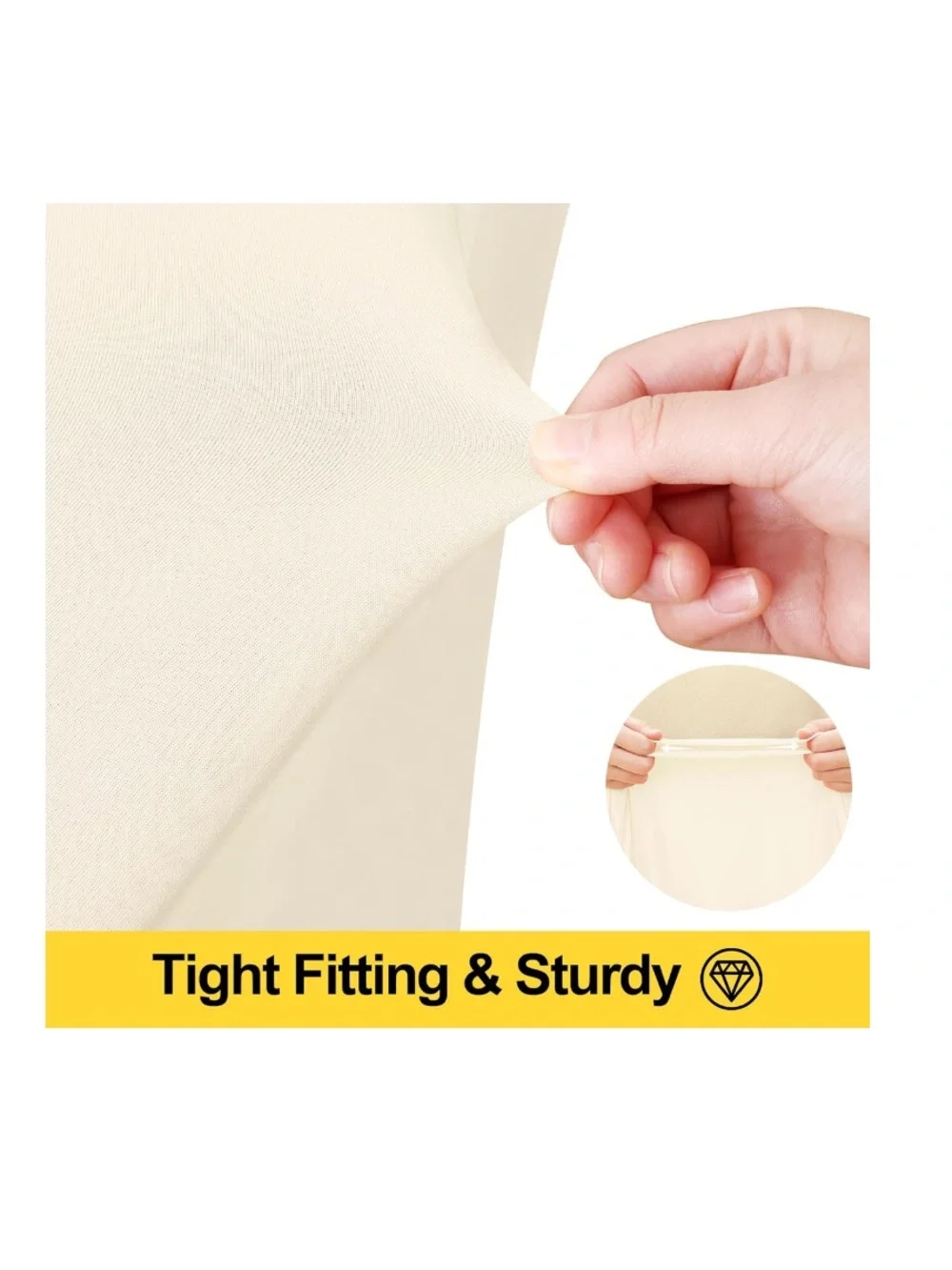Spandex Elastic Fitted Tablecloth Skirt for 6Ft Rectangular Table 30x72” BEIGE